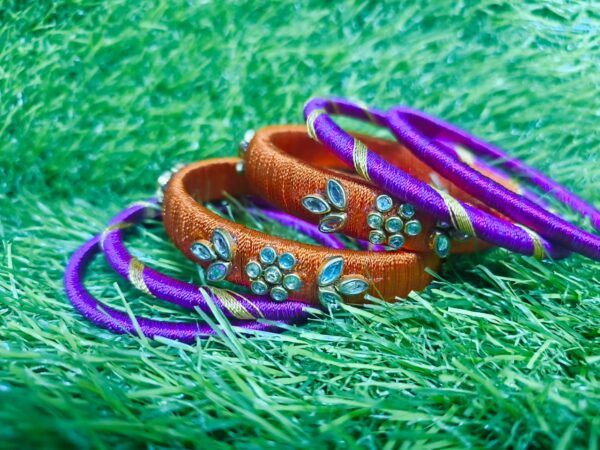 Silk thread kundan bangles - Image 2