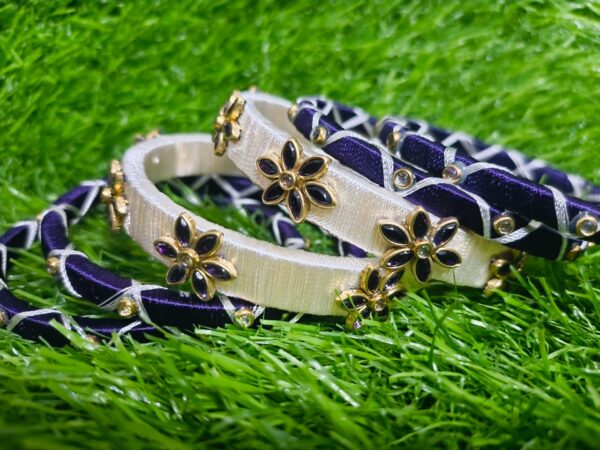 Silk thread kundan bangles - Image 2