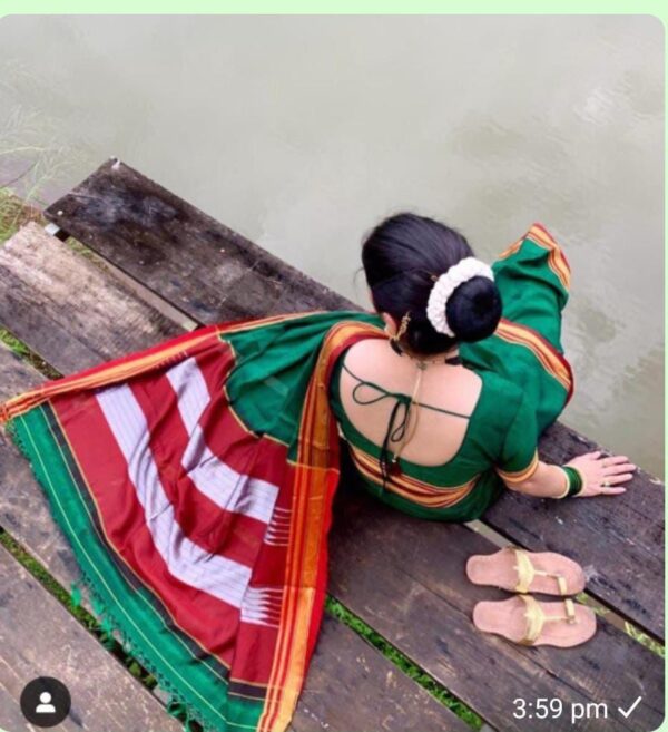 HANDLOOM plain chikki paras silk pallu sarees Material - viscos  Border - chikki paras Saree Name -ilkal saree Pallu -s