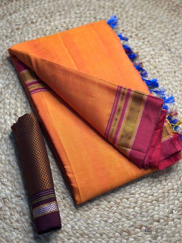 Handloom plain chikki paras silk pallu sarees