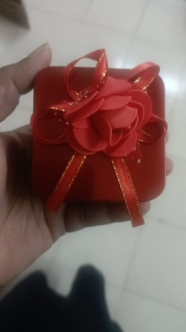 Red Tin box with Flower Bows Decoration - Image 2