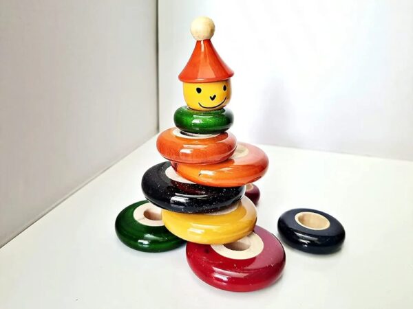 Wooden Toys Ring Set Jolly Joker - 10 Pieces of Wooden Ring Set - Natural Color Handmade Eco Friendly - Image 3
