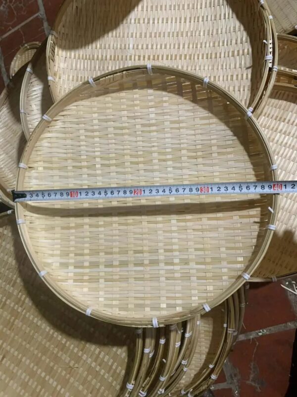 Handmade Bamboo Serving Basket Raft Fruit Vegetable Holder Round for Dining - Image 3