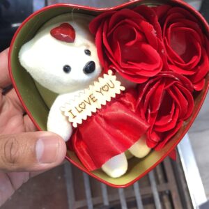 Teddy Bear Heart Box Red Rose Valentine Day Gift Purpose Day Love Gifts in Heart Shaped Gifting Boxes