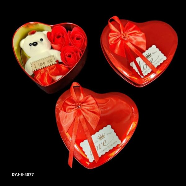 Teddy Bear Heart Box Red Rose Valentine Day Gift Purpose Day Love Gifts in Heart Shaped Gifting Boxes - Image 2