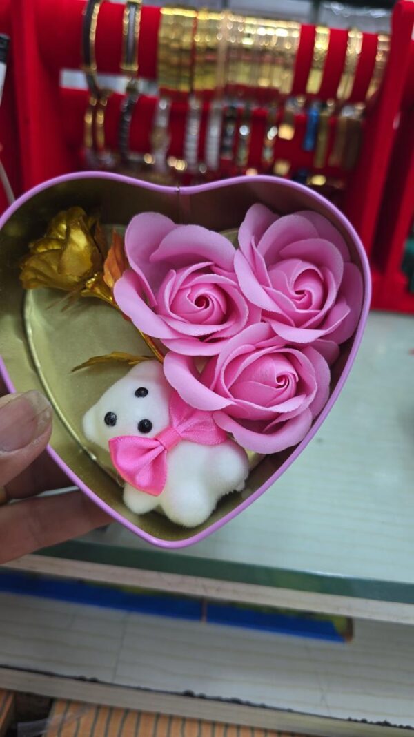 Living Heart Shape Gift Box with Teddy & Rose for Wife, Girlfriend, Fiance On Valentine's Day - Image 2