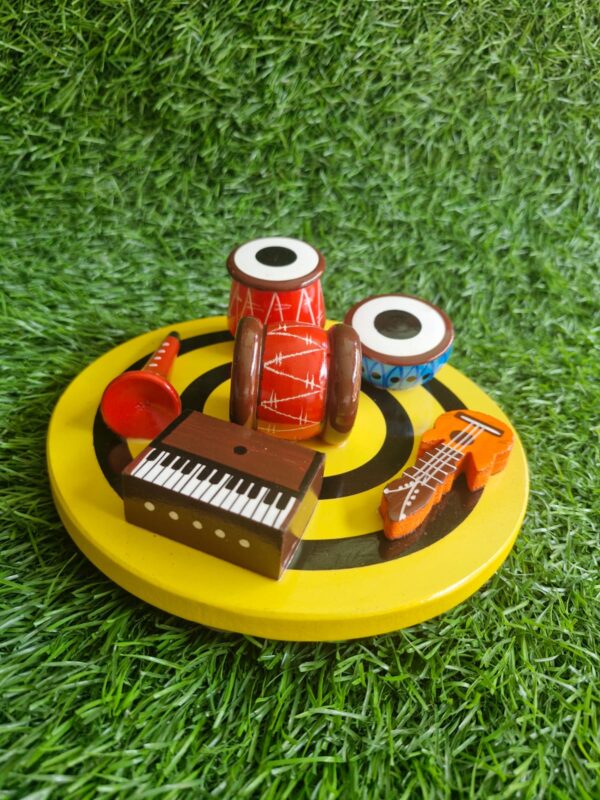 Home Decor Musical Instrument Set, Handmade Musician Set Showpiece, Miniature Tabla Sitar Dholak and Harmonium Set