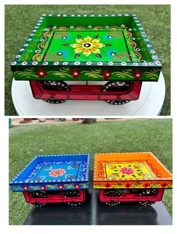 New Wooden Serving Thela/Serving Wooden Thela/Tray Thela with Moving Wheel for Dinning Table, Resturant Serving
