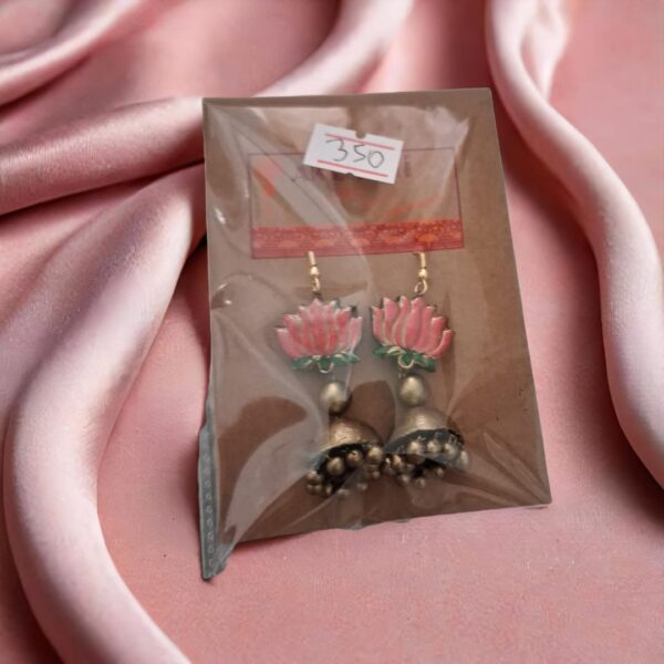 Terracotta Jhumka with Lotus design