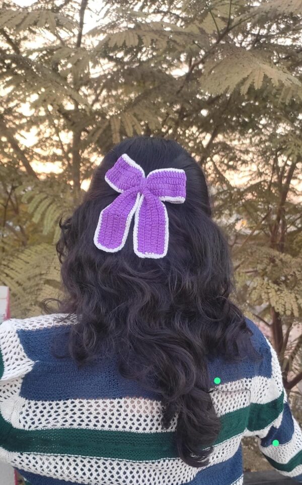 Crochet hair clip bow