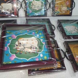 New Box Acrylic frame glassy laminated pichwai tray 10 pic