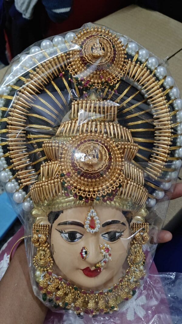 German silver face with Tanjore painted with heavy jewellery* - Image 3