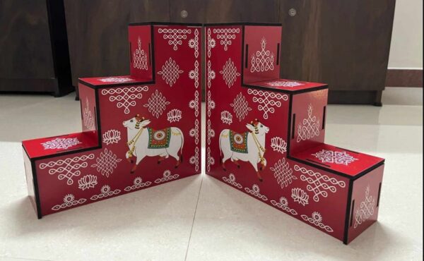 Pichwai Design Diya Stand