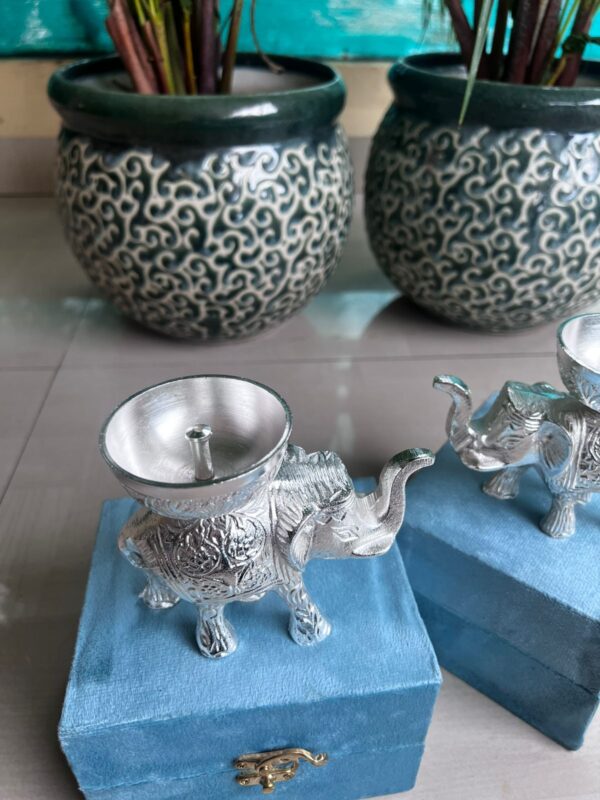 Elephant ankhand diya in velvet box* - Image 5